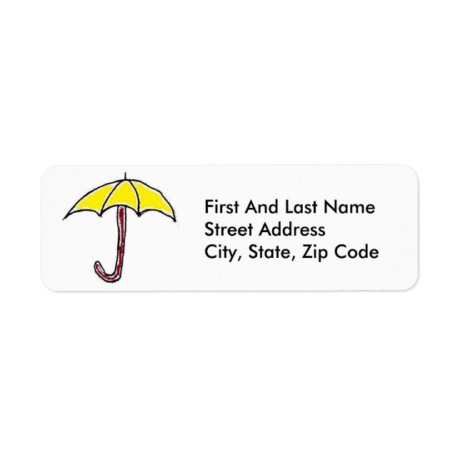 Yellow Rain or Sunny Day Umbrella Cartoon  (Front)
