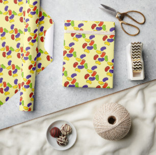 Yellow Rainbow Jelly Bean Easter Candy Print Wrapping Paper