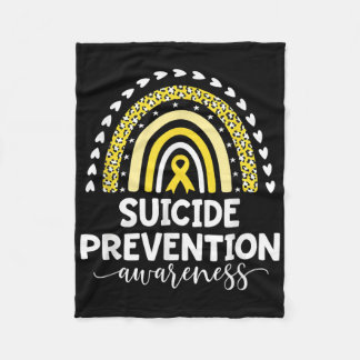Yellow Rainbow Ribbon Support Suicide Prevention A Fleece Blanket