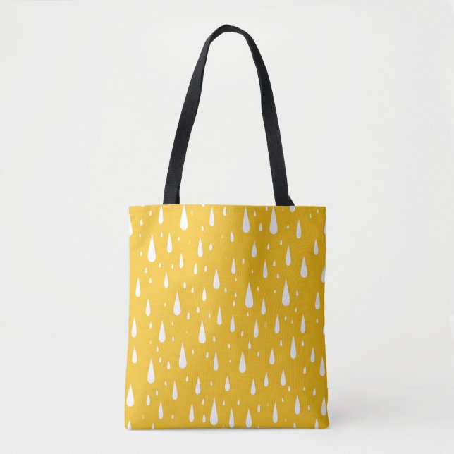 Yellow Raindrop Pattern Tote Bag (Front)