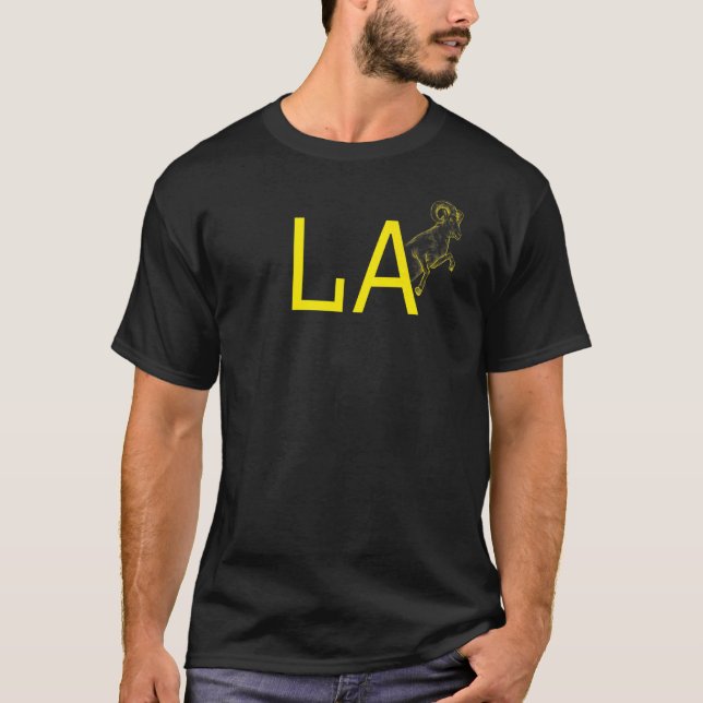 Yellow Ram La Blue California Los Angeles 1 T-Shirt (Front)