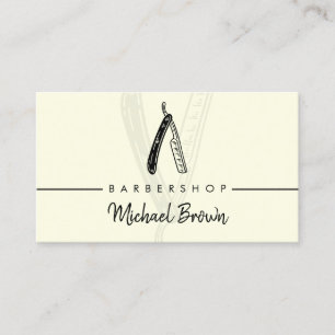 Yellow Razor moustache beard trim barbershop Business Card