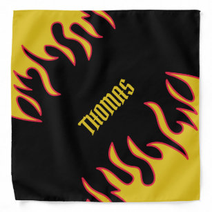 Yellow, Red and Black Flames Personalized Bandana