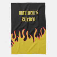 Yellow, Red and Black Flames Personalized