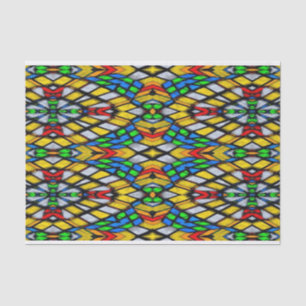 Yellow, Red and Blue Stain Glass Tissue Paper