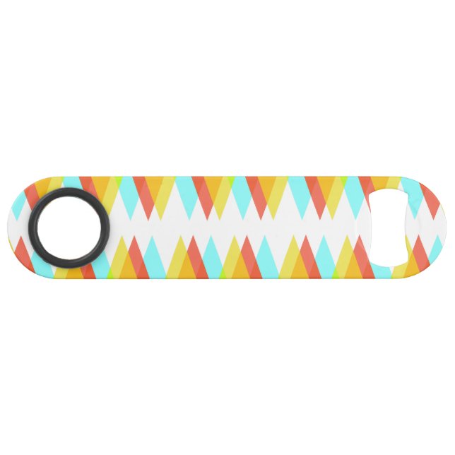 Yellow, red and cadet blue triangles bar key (Front (Horizontal))