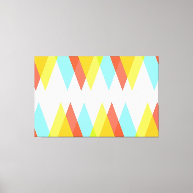 Yellow, red and cadet blue triangles canvas print (Front)