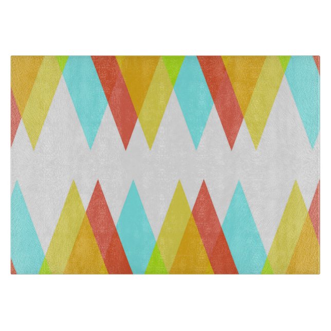 Yellow, red and cadet blue triangles cutting board (Front)