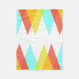 Yellow, red and cadet blue triangles fleece blanket