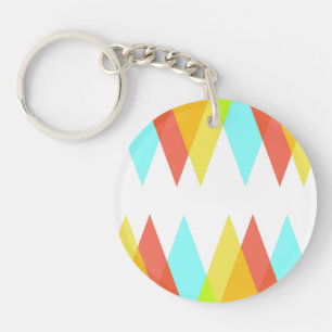 Yellow, red and cadet blue triangles keychain
