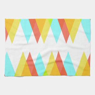 Yellow, red and cadet blue triangles kitchen towel