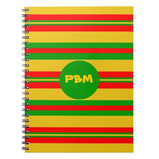 Yellow, Red and Green Benin Stripes Notebook (Front)