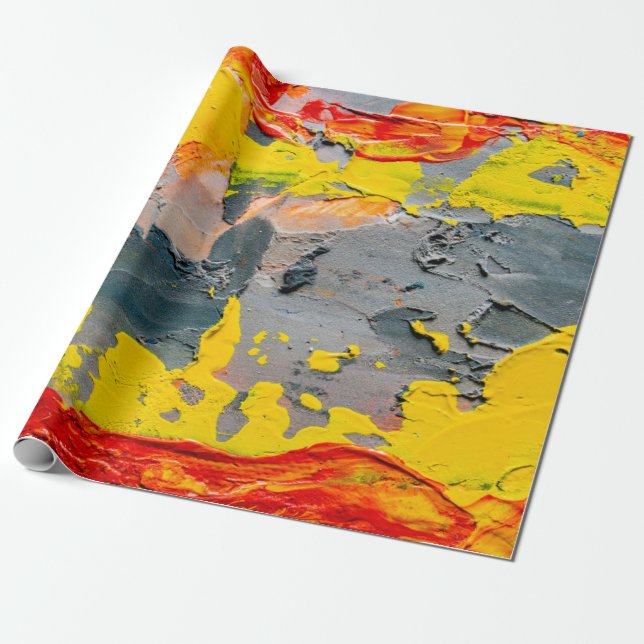 Yellow,red,and green paint wrapping paper (Unrolled)