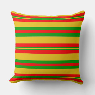 Yellow, Red and Green Stripes of Benin 2 Throw Pillow