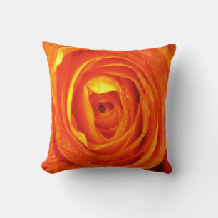 Yellow red and orange rose pillow