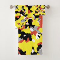 Yellow Red Black Grey Camouflage Camo Pattern