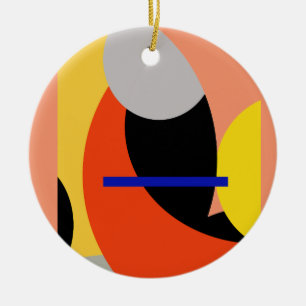 Yellow Red Blue Abstract Art Ceramic Ornament