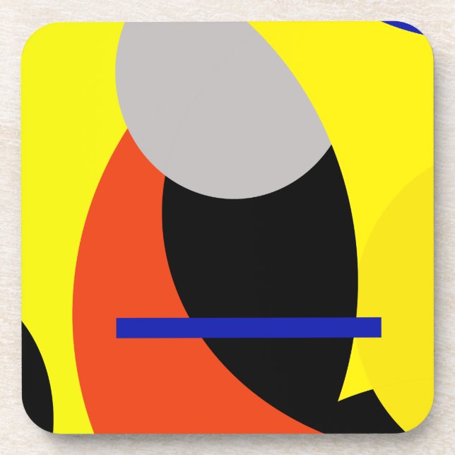 Yellow Red Blue Abstract Art Coaster (Front)