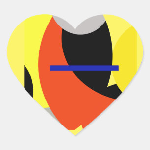 Yellow Red Blue Abstract Art Heart Sticker