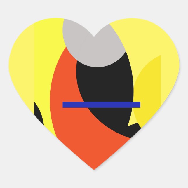 Yellow Red Blue Abstract Art Heart Sticker (Front)
