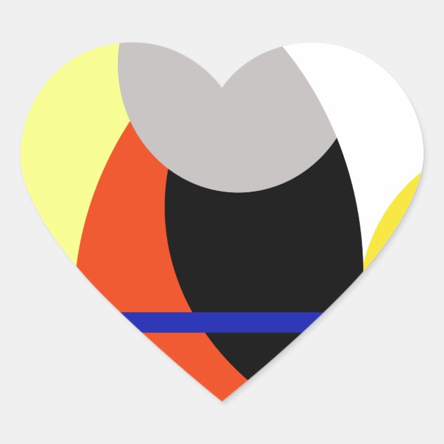 Yellow Red Blue Abstract Art Heart Sticker (Front)