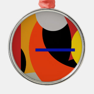Yellow Red Blue Abstract Art Metal Ornament