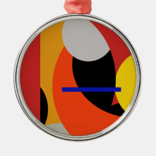 Yellow Red Blue Abstract Art Metal Ornament