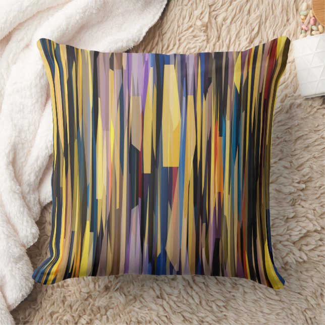 yellow, red, blue and Purple Abstract Throw Pillow (Blanket)