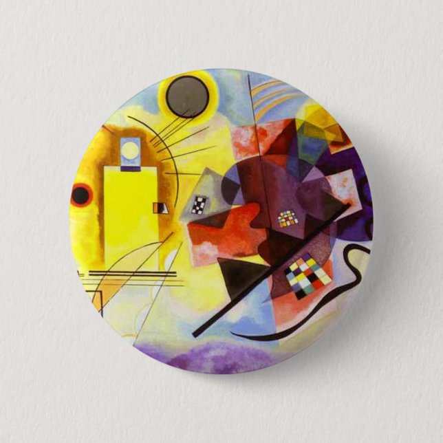 Yellow Red Blue Kandinsky Abstract Painting 2 Inch Round Button (Front)