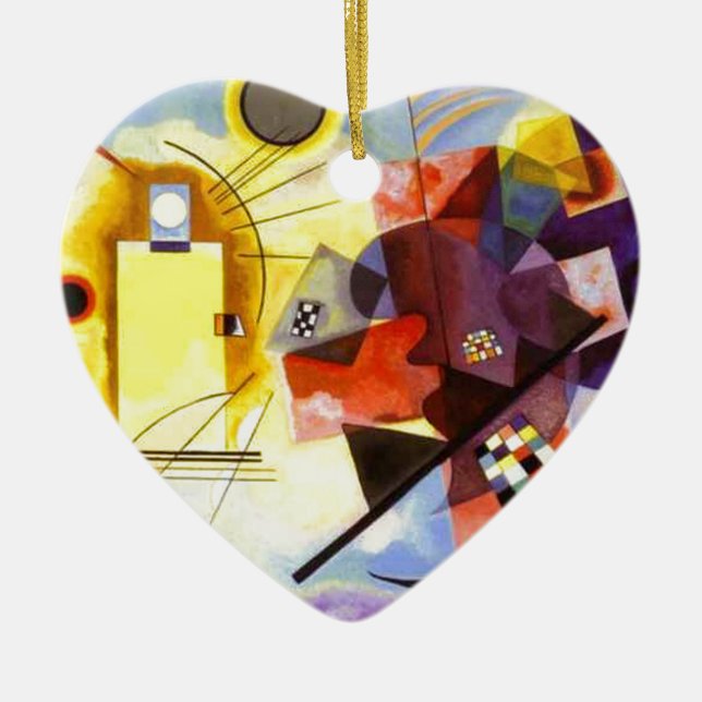 Yellow Red Blue Kandinsky Abstract Painting Ceramic Ornament (Front)