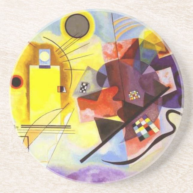 Yellow Red Blue Kandinsky Abstract Painting Coaster (Front)