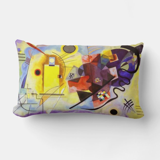 Yellow Red Blue Kandinsky Abstract Painting Lumbar Pillow (Front)