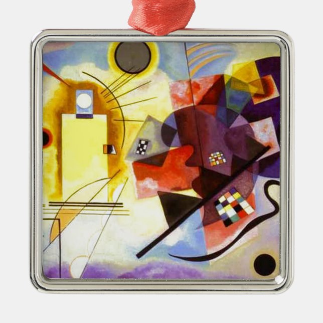 Yellow Red Blue Kandinsky Abstract Painting Metal Ornament (Front)