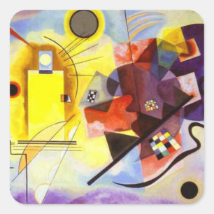 Yellow Red Blue Kandinsky Abstract Painting Square Sticker