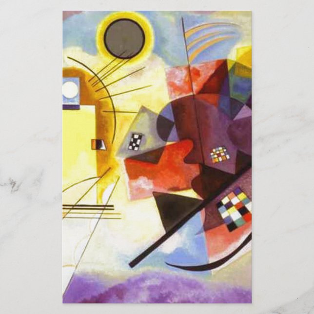 Yellow Red Blue Kandinsky Abstract Painting Stationery (Front)