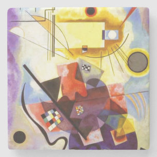 Yellow Red Blue Kandinsky Abstract Painting Stone Coaster