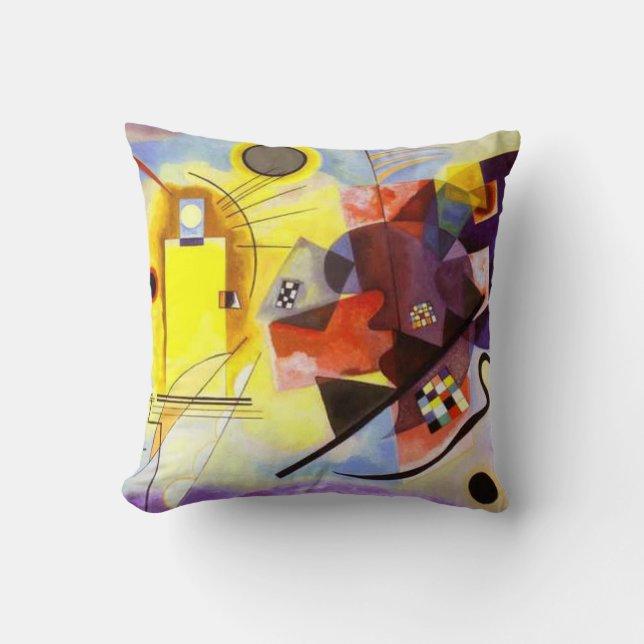 Yellow Red Blue Kandinsky Abstract Painting Throw Pillow (Front)
