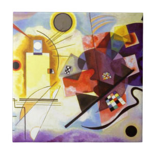 Yellow Red Blue Kandinsky Abstract Painting Tile