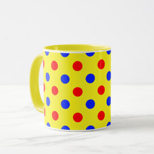 Yellow Red Blue Polka Dots Design  Mug