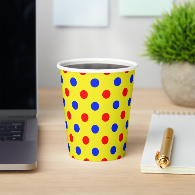 Yellow Red Blue Polka Dots Design  Paper Cups (Insitu)
