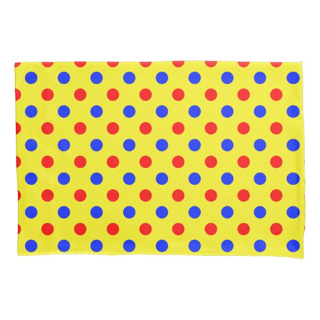 Yellow Red Blue Polka Dots Design  Pillowcase (Front)