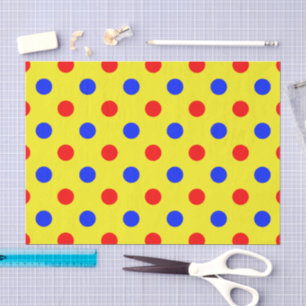Yellow Red Blue Polka Dots Design  Tissue Paper