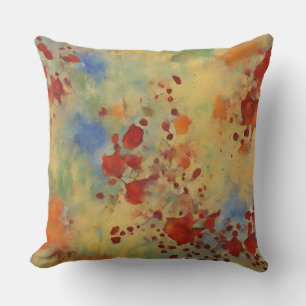 Yellow Red Bright Paint Splash Abstract Throw Pillow
