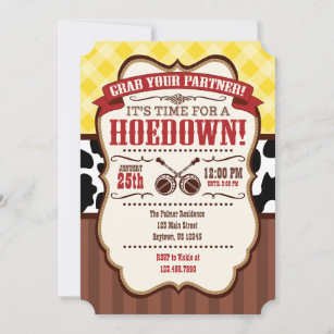 Yellow Red Brown Hoedown Party Invitation