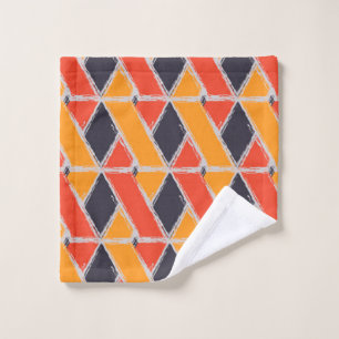 Yellow, red, cool trendy bush stroke geometric art wash cloth
