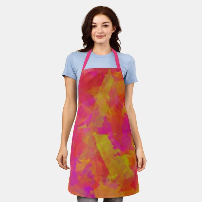Yellow-Red Damask  Apron (Worn)