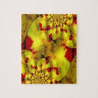 Yellow Red Fractal Geometric Abstract Art Jigsaw Puzzle