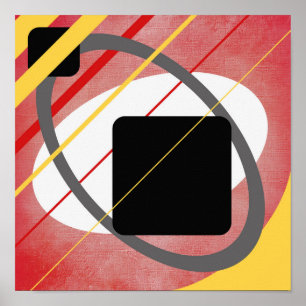 Yellow & Red Geometric Canvas Design AP0011 Poster