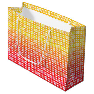 Yellow Red gradient plaid pattern  Large Gift Bag