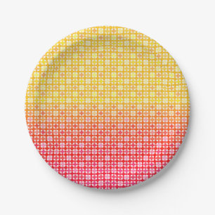 Yellow Red gradient plaid pattern  Paper Plate